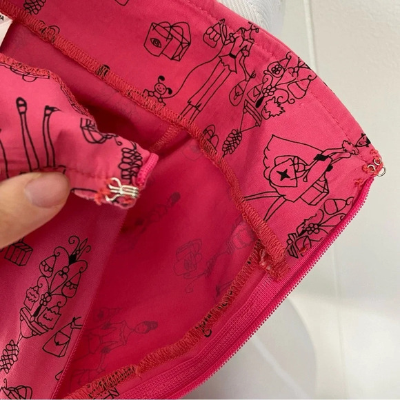 Vintage Pink Black Novelty Print Skirt Shop Till You Drop Sheer Spellout Size S - Picture 13 of 16